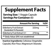 Pristine Elderberry Capsules 600 mg/Serving Dietary Supplement for Support Immune Health, 60 Ct.