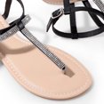 thumbnail image 3 of Harvest Land Women Flat Sandals T-Strap Rhinestone Dressy Thong Sandals for Ladies Summer Beach, 3 of 9