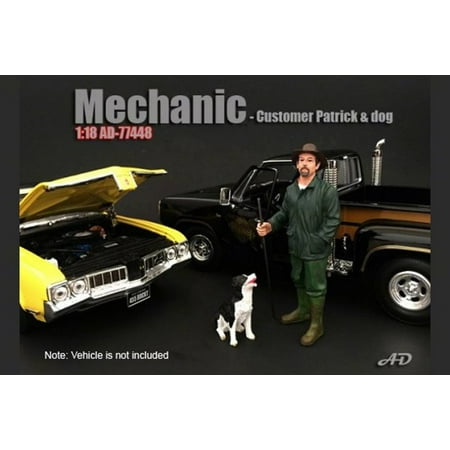 Mechanic Customer Patrick and Dog, American Diorama 77448 - 1/18 Scale Accessory for Diecast