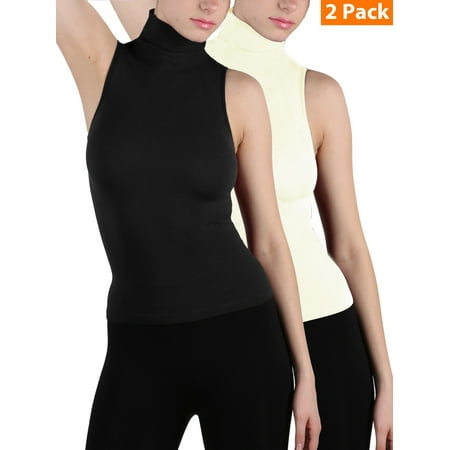 Download EK-TANCO - 2-Pack Women Sleeveless Ribbed Mock Neck ...