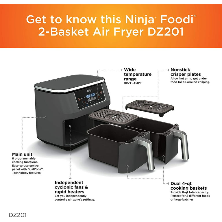 Ninja DZ401 Foodi 6-in-1 Basket Air Fryer - Gray