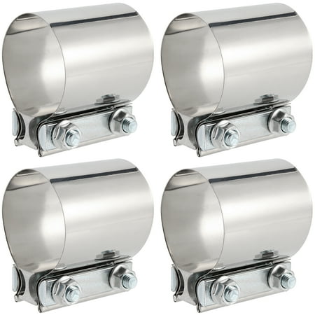 

ZOENHOU 2.5 Inch Butt Joint Exhaust Band Clamp Sleeve 304 Stainless Steel Exhaust Clamp Coupler 4 PCS Silver 2-1/2 Inch