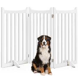 STAROUS Freestanding Wire Pet Gate for Dogs 80 inches Extra Wide 30 inches Tall Dog Gate White 4 Panels Walmart