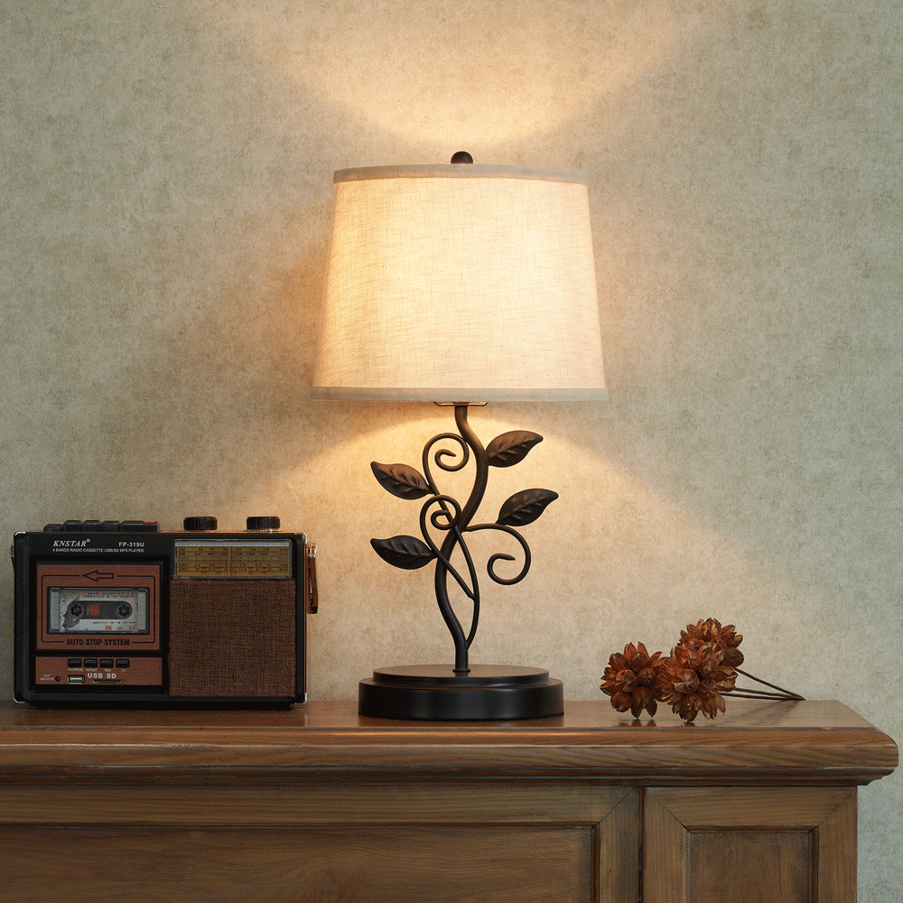 19" Desk Lamp for Home Office Rustic Bedside Lamp Living Room Table Lamp