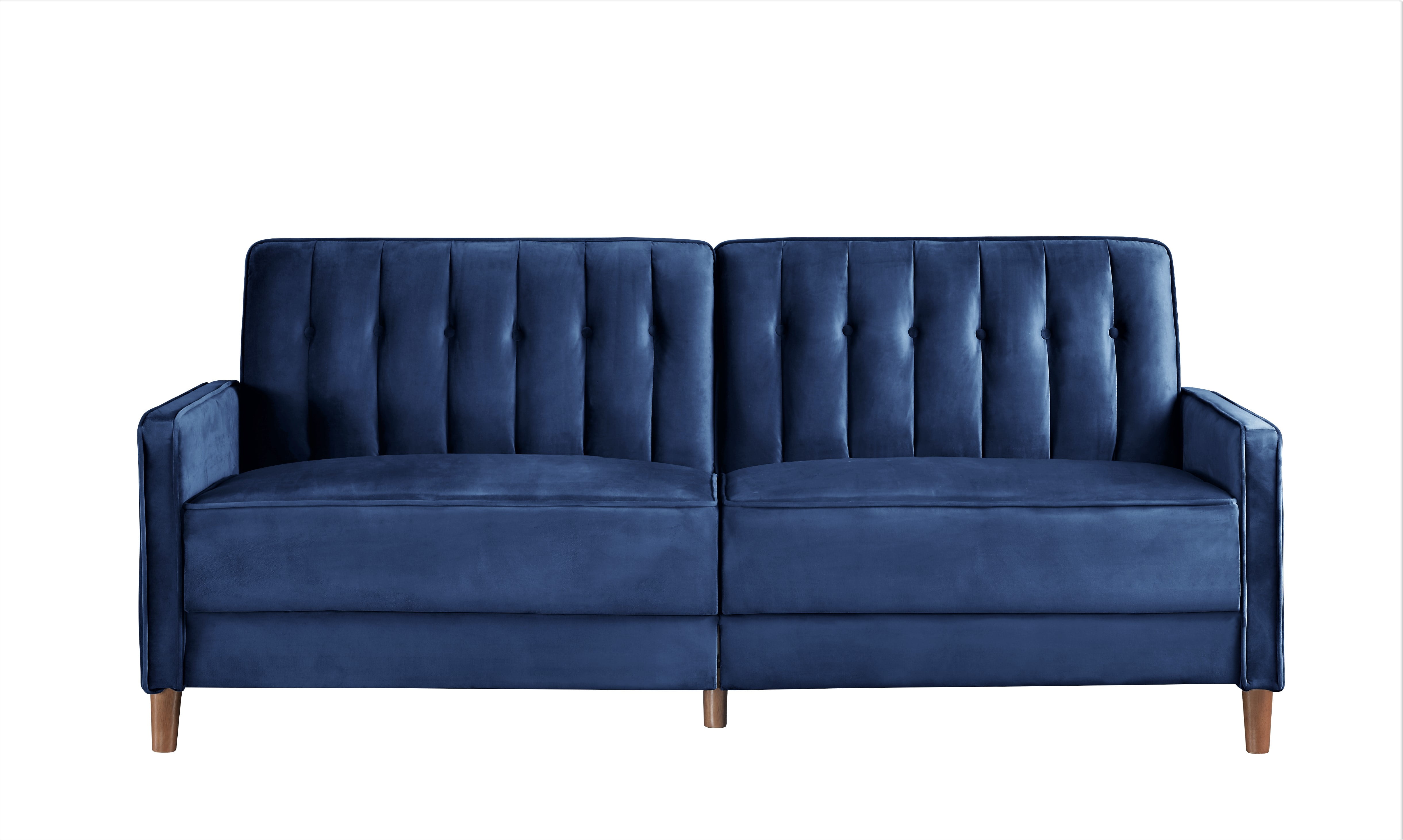 Uspridefurniture Cornell 81'' Velvet Square Arm Sleeper,Blue