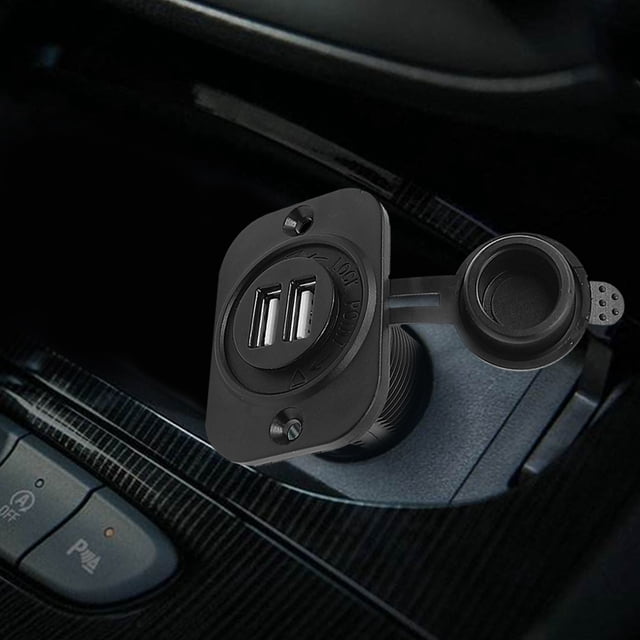 Cargador USB Adaptador de corriente de enchufe USB dual con cubierta impermeable para 12V Car Marine Tmvgtek Autopartes