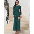 thumbnail image 3 of DARING DIVA Women's Cocktail Long Sleeve Beaded Wide Leg Jumpsuits Medium Dark Green, 3 of 5