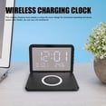thumbnail image 3 of 15W Wireless Charging Clock, LED Mirror Electronic Makeup Mirror, Foldable Design for Nightstand, Temperature Calendar Pad, Fast Charging, 3 of 7