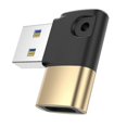 thumbnail image 1 of Convertidor de USB C/Tipo C hembra a USB 2.0 macho en ángulo recto para teléfono móvil y portátil, dorado, 1 of 5