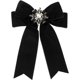 thumbnail image 1 of Broche de lazo de terciopelo negro preatado elegante de INSPIRE CHIC con imitación de perlas y rhinestones, 1 of 5