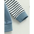 thumbnail image 6 of Bagilaanoe 2PCS Toddler Baby Boy Long Pants Set Striped Patchwork Long Sleeve Sweatshirt Pullover Tops + Drawstring Sweatpants 6M 12M 18M 24M 3T Kids Casual Sweatsuits, 6 of 8