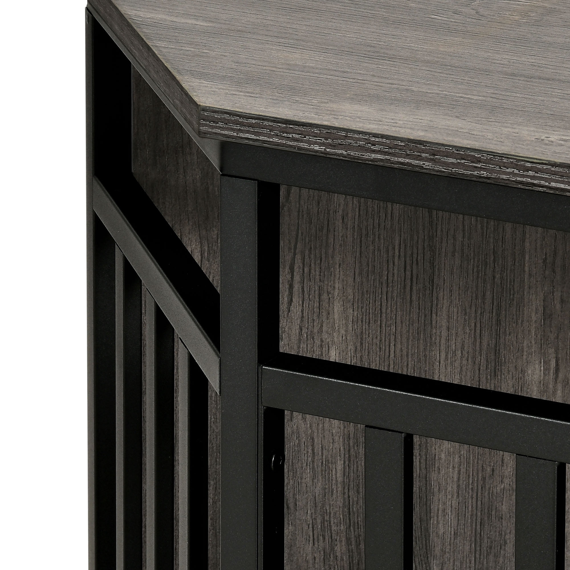 Uforic 52 Inch Heavy Duty Corner Dog Crate Furniture, Large Wooden Dog Kennel End Table for Large Dogs - Gray