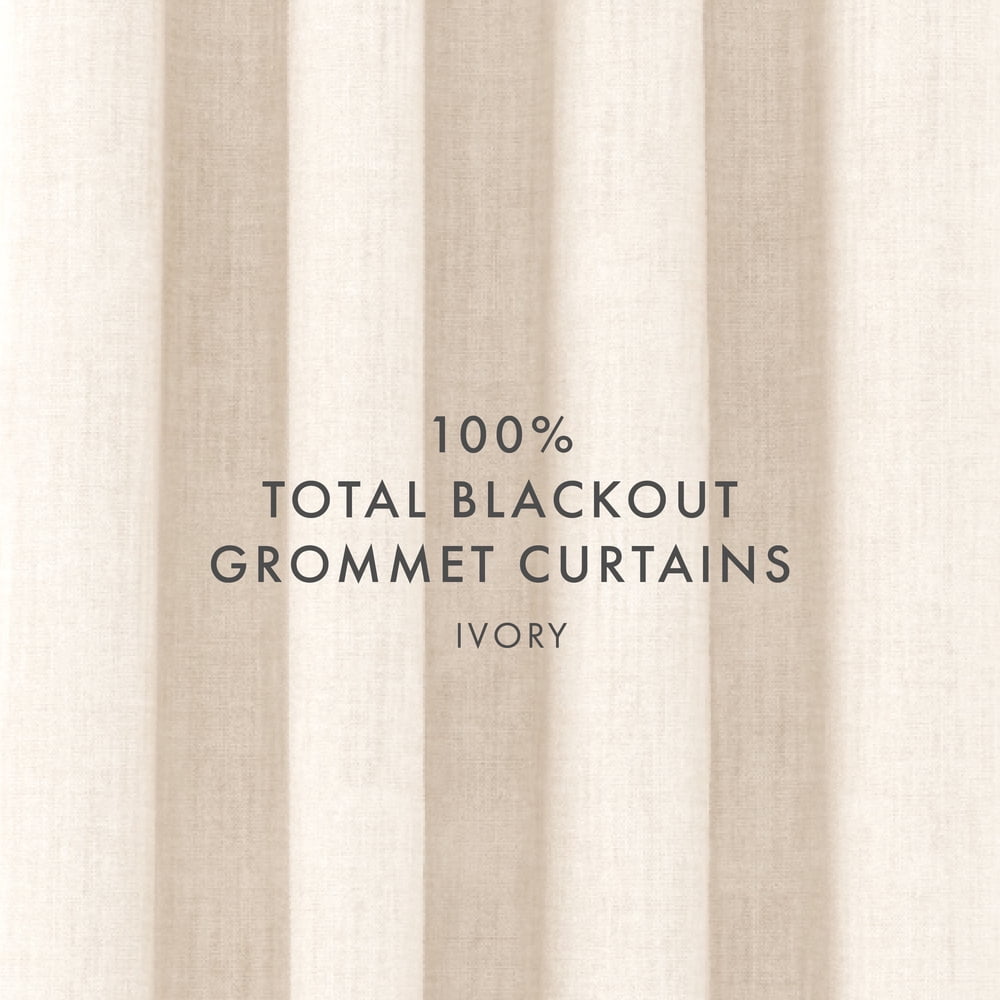 Noble Linens Ivory Linen Blend Energy Saving Grommet Curtain Panel, 50" x 84" 2 Panels