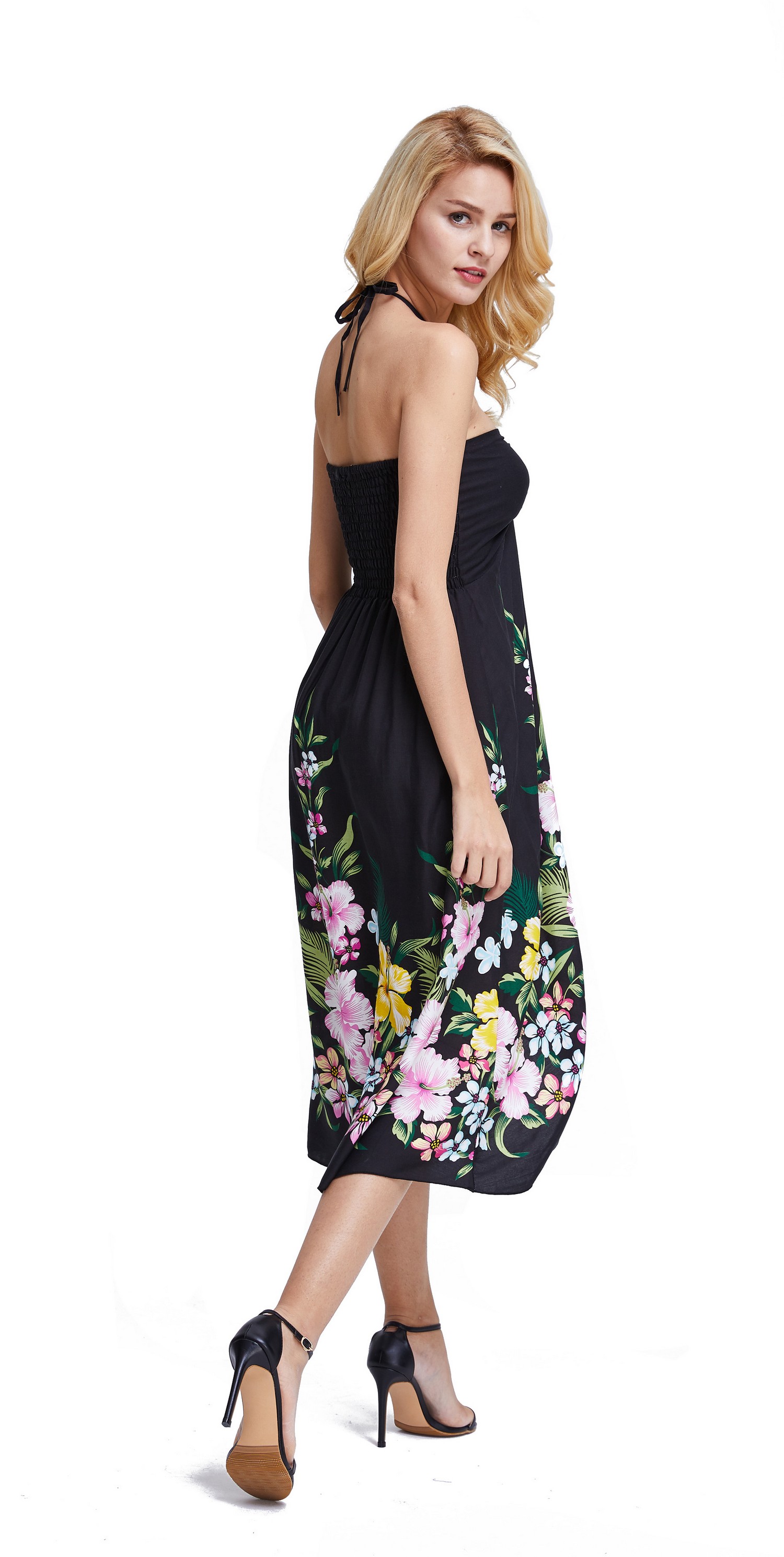Hawaii Kleid Für Damen – Neckholder Design Mit Tropischem Blumen & Ananas Druck