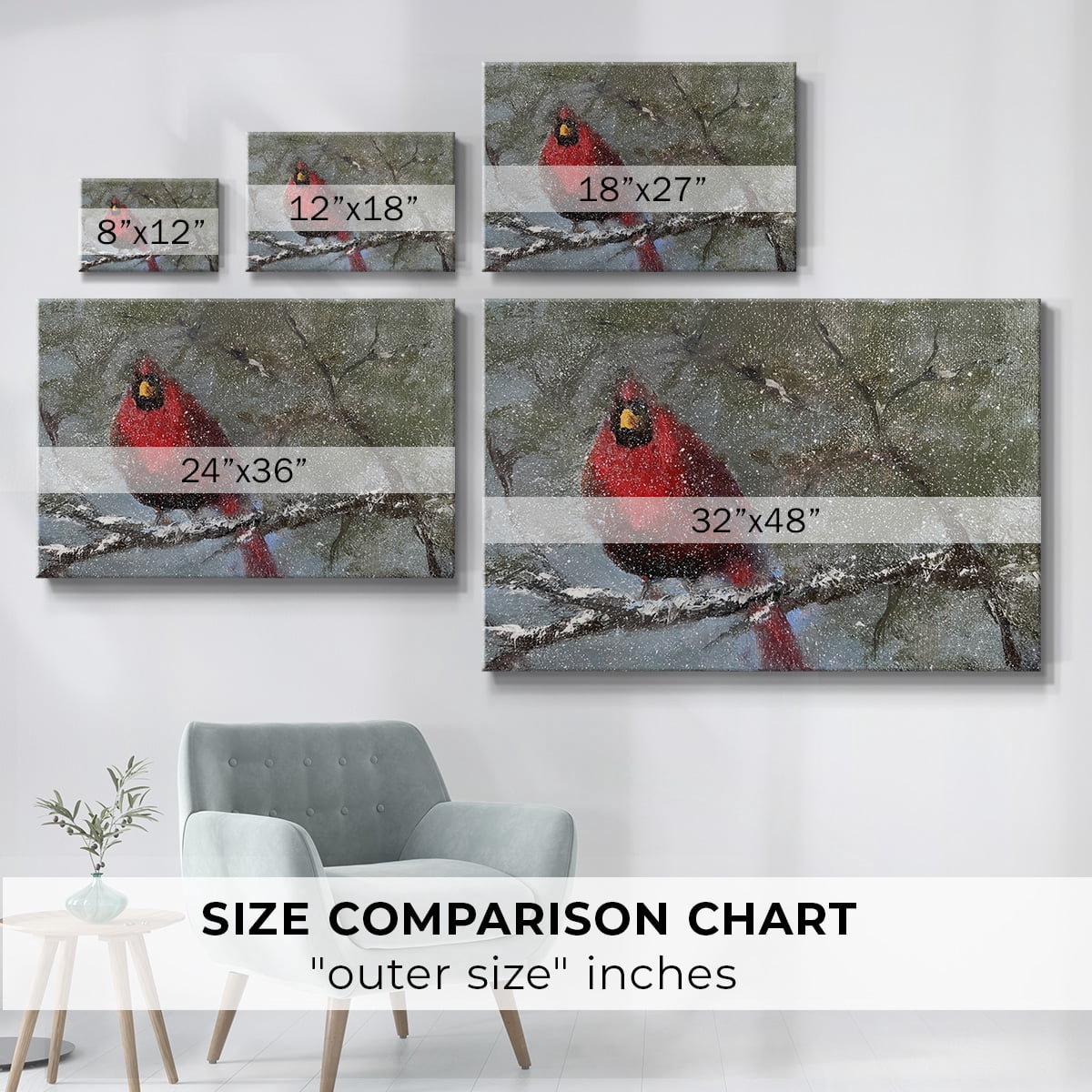 Cardinal in Snow I- Gallery Wrapped Canvas