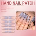 thumbnail image 4 of RAGUPEL 24Pcs Glue on Nails for Women,Purple Tip Square Press on Nails,Glossy Finish Nails Press On,Fake Nails with Designs for Dating,Party,Taking Pictures,Daily Life,Style3, 4 of 7