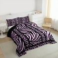 thumbnail image 3 of Homewish Leopard Zebra Print 3-Piece Full Size Comforter Sets for Teesn Female Men,Geometric Stripes Bedding Comforter Set,Black Pink Lightweight Bedding Sets,Ultra Soft Home Decor,Reversible, 3 of 8