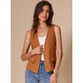 thumbnail image 2 of DARING DIVA Womens Linen Vest Loose Sleeveless Blazer Lightweight Jacket XS Orange, 2 of 6