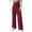Wine Red, variant on LYMAYTER Women Wide Leg Pants Ribbed Knit Lounge Pants for S-2XL Solid Color Elastic Waist Loose Trousers