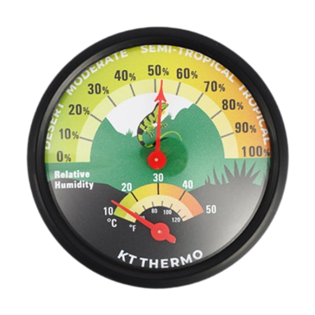 Milaget Reptile Box Analog Temperature Humidity Meter 0-100 % for Geckos Bird Indoor Green