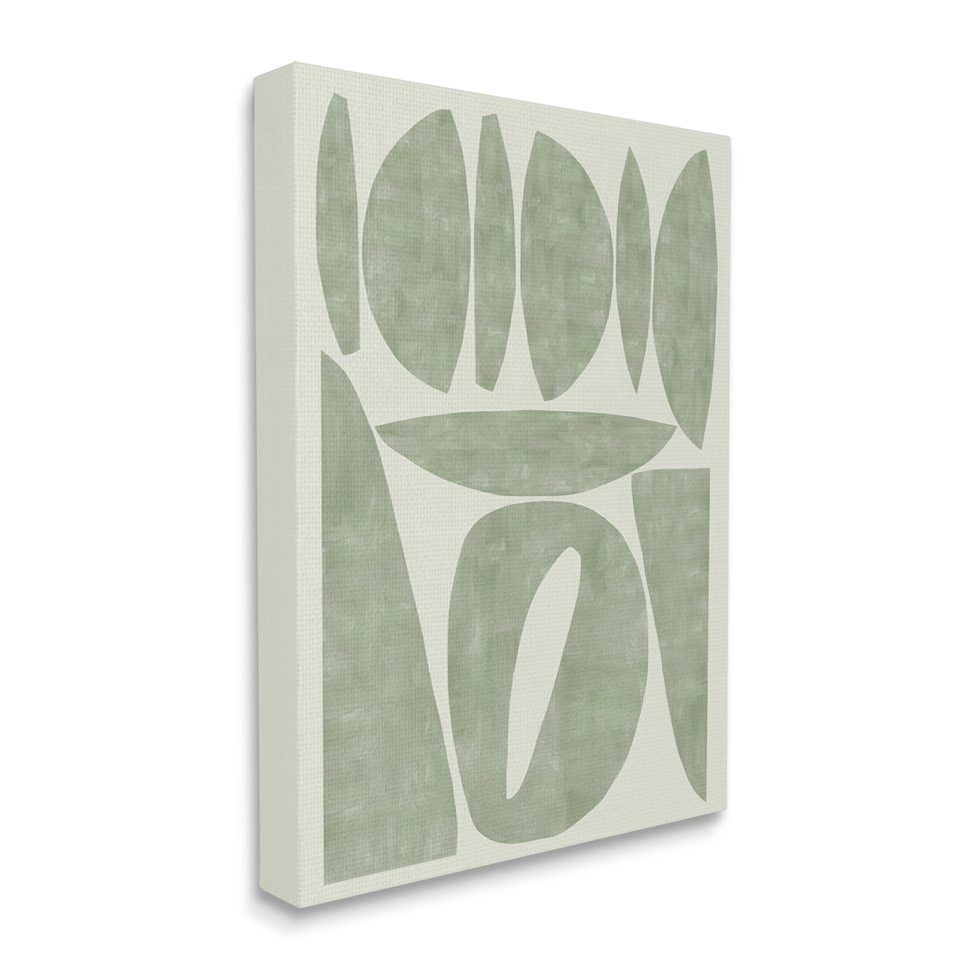 Stupell Industries Modern Green Shapes Abstract Painting Gallery Wrapped Canvas Art Print Wall Art, 30 x 40