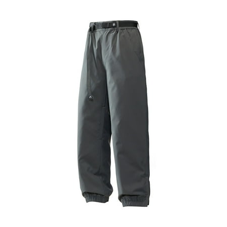 Kvture Men s Snow Pants Waterproof Windproof Lightweight Elastic Waistband Baggy Casual Skiing Pants for Men Gray XL
