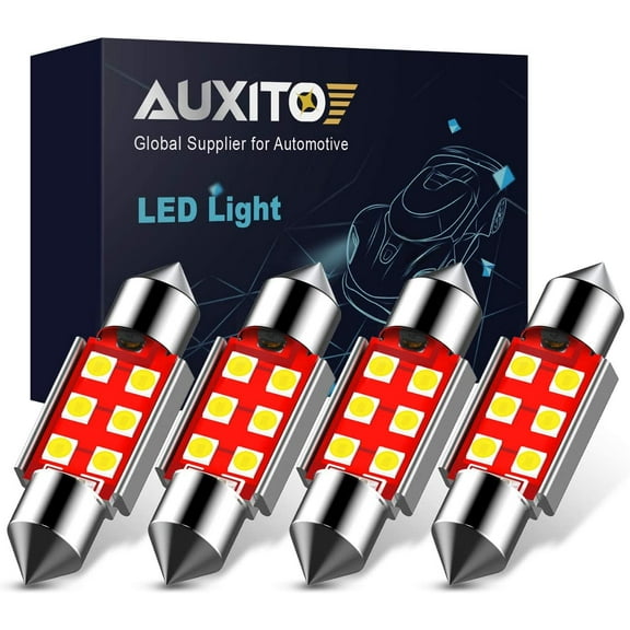 AUXITO 6418 Festoon LED Bulbs CANBUS Error Free 6411 C5W 36mm (1.41 inch) Xenon White 6-SMD 3030 Chipset Interior LED Lamps Replacement for Map Dome License Plate Lights, Pack of 4