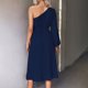 thumbnail image 5 of Moda mujer sexy fuera del hombro color sólido manga larga cintura elástica vestido largo Pompotops  hdfakjf9008, 5 of 8