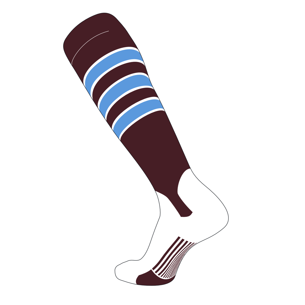 TCK TCK Elite Baseball Knee High Stirrup Socks (D, 5in) Maroon, White