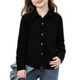thumbnail image 2 of CCRFTGI Boys Girls Long Sleeve Shirts Corduroy Button Down Lapel Casual Winter Spring Dress Shirts for Kids Trendy Cozy 10-12 Lightweight Shacket with Pockets Black 7-8 Years, 2 of 9