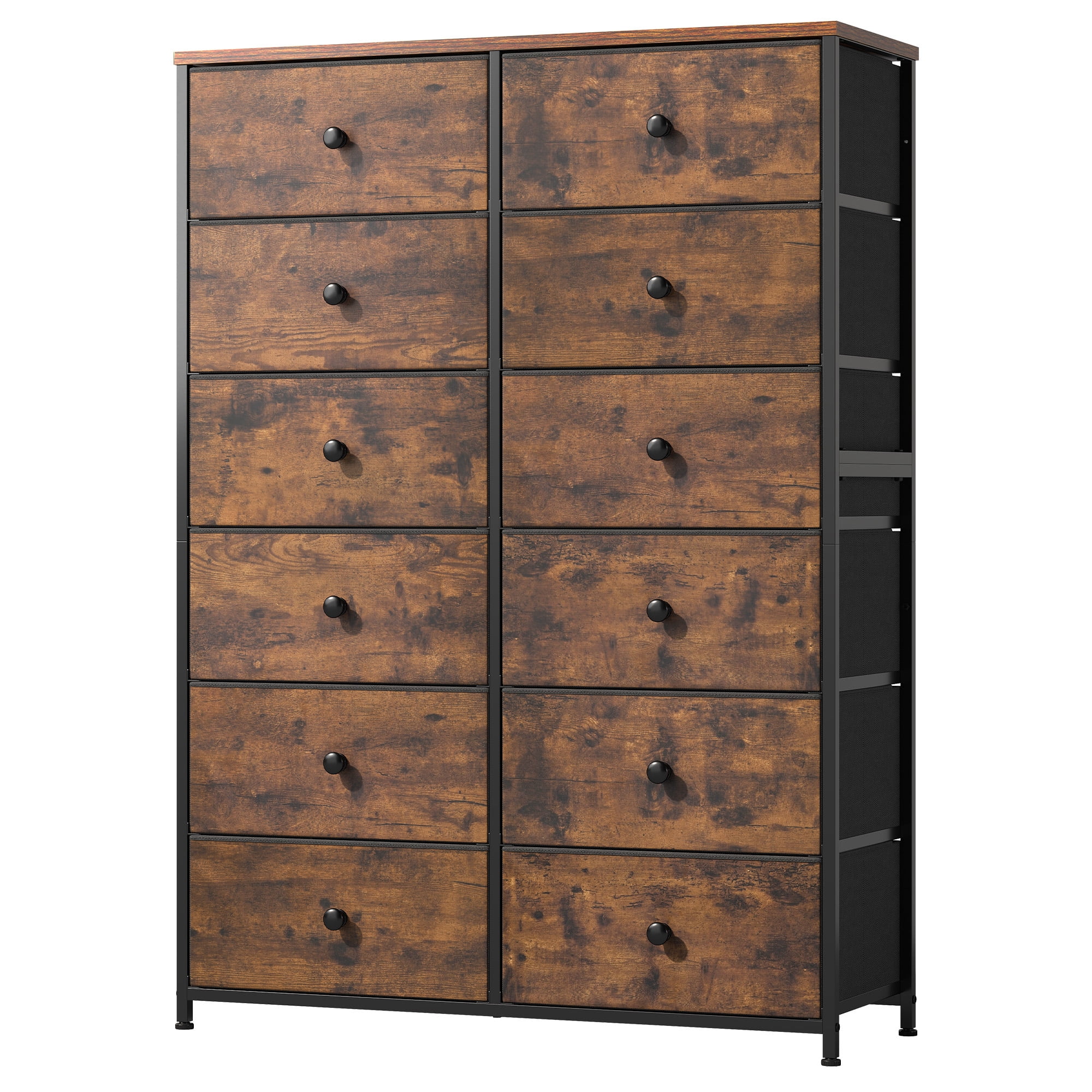 52.2" H Dresser for Bedroom with Fabric Drawers Tall Dresser with Wooden Top for Living Room,Vintage Brown