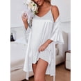 thumbnail image 3 of KISSGAL Sleeveless Nightgowns with Robes Set Satin Silk Bridal Party 3/4 Sleeves Bathrobes with Pocekts, 3 of 7