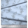 thumbnail image 2 of Soimoi Blue Cotton Poplin Fabric Artistic Leaf & Floral Printed Craft Fabric by the Yard 42 Inch Wide, 2 of 3
