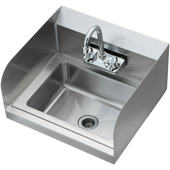 Commercial Hand Sink, Stainless Steel Wash Basin with Faucet, Wall Mount Sink for Restaurant Kitchen Garage, 17x12.8 inch