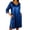 Blue, variant on Guluxicc Metallic Mini Dress for Women V Neck 3/4 Sleeve Pockets Side Slit Christmas Holiday Party Dress