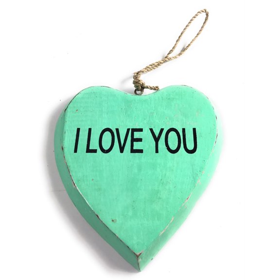 Wooden "I LOVE YOU" Heart Sign 5" - Turquoise | #snd25100t