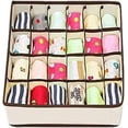 thumbnail image 2 of Organizadores de armario plegables de 24 compartimentos, divisores de cajones plegables, cajas de almacenamiento para ropa interior, sujetadores y calcetines (beige), 2 of 5