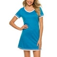 thumbnail image 3 of Sexy Dance Women Nightgown Sleepwear Cotton Pajamas - Woman Short Sleeve Round Neck Sleep Dress Nightshirt Ladies Summer Loose Baggy Casual Nightgown Sleepwear Pajamas, 3 of 5
