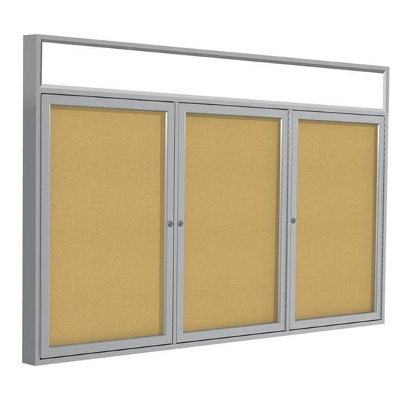 Ghent's Wood 48" x 72" 3 Door Enclosed Headliner Bulletin Board in Natural