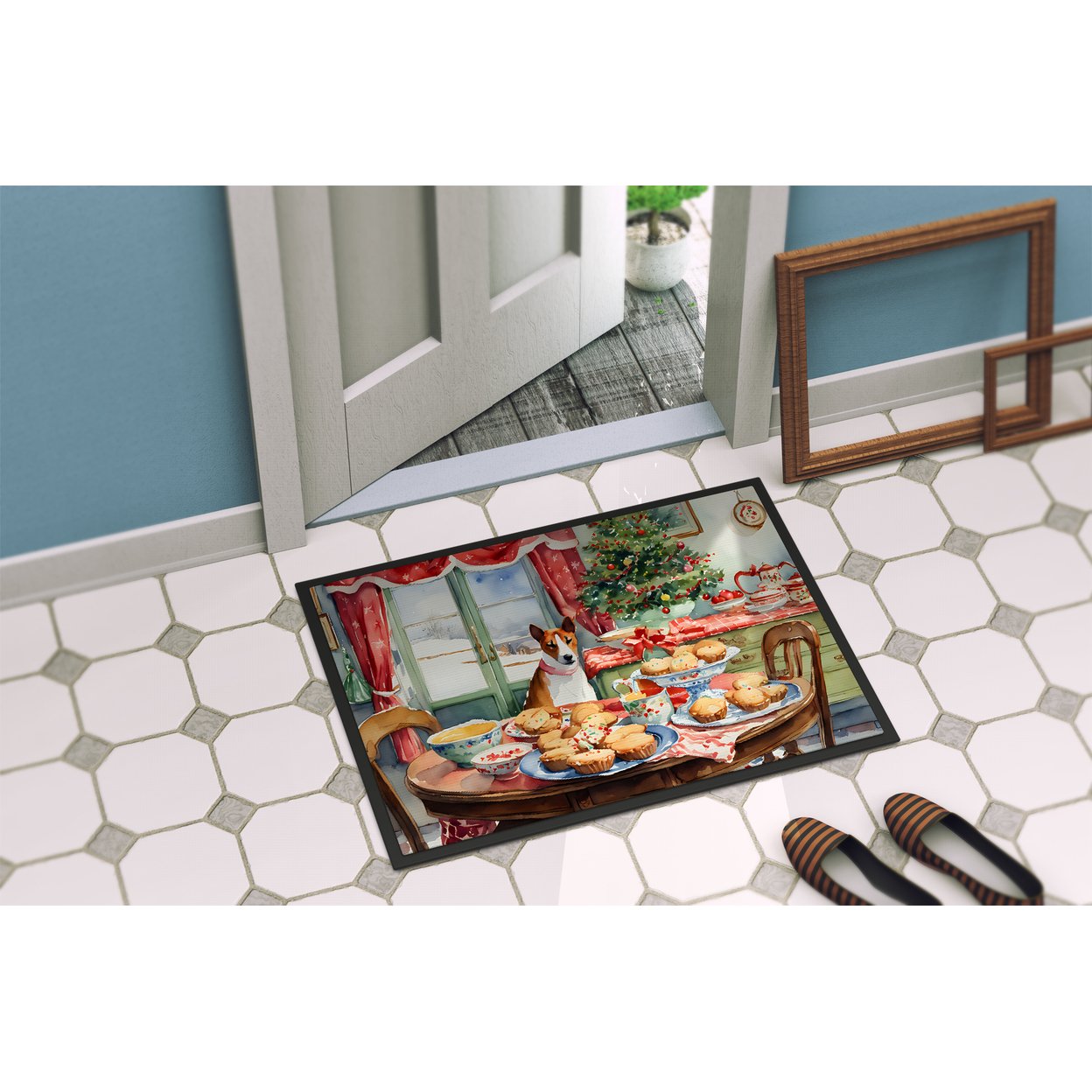 Carolines Treasures DAC3720MAT 18 x 27 in.  Basenji Christmas Cookies Doormat