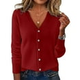 thumbnail image 5 of Womens Cardigan Sweaters Long Sleeve Knit V-Neck Button Down Fall Cardigans for Women Open Front Sweaters Fall Fashion Must Haves, 5 of 5