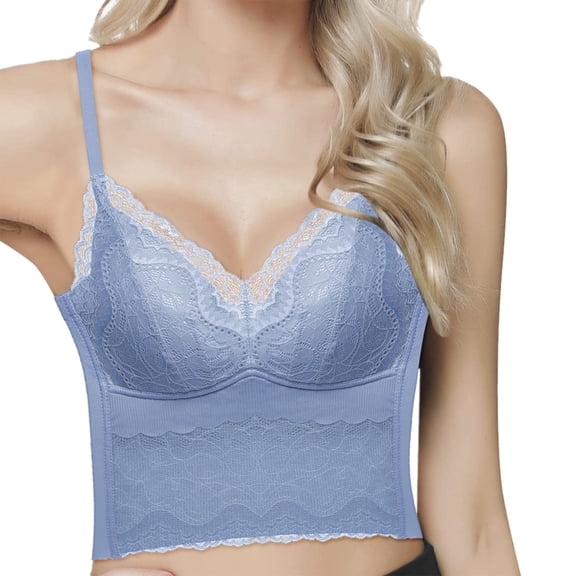 Vedolay Womens Lingerie Women's Plunge Into Comfort Keyhole Minimizer Bra,Blue XXL