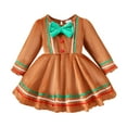 thumbnail image 1 of Robes d'Été pour Filles 4t Taille 6 Robe Pailletée pour Bébé Manches Longues Nœud Papillon Robe de Fête d'Hiver avec Col Rond Élégante Marron 12-18 Mois, 1 of 7
