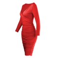 thumbnail image 6 of DHFJKG Women Long Sleeve Party Dress Spring Fall Deep V Neck Slim Fit Midi Dresses Solid Color Bodycon Night Out Sexy Versatile Dresses, 6 of 7