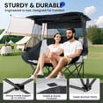 thumbnail image 5 of Slsy Double Beach Camping Chair with Canopy, Folding 2 Person Camping Sofa Seat, Portable Outdoor Loveseat with Shade, Oversize Camp Chair for Lawn, and Outdoor Activities, 5 of 7