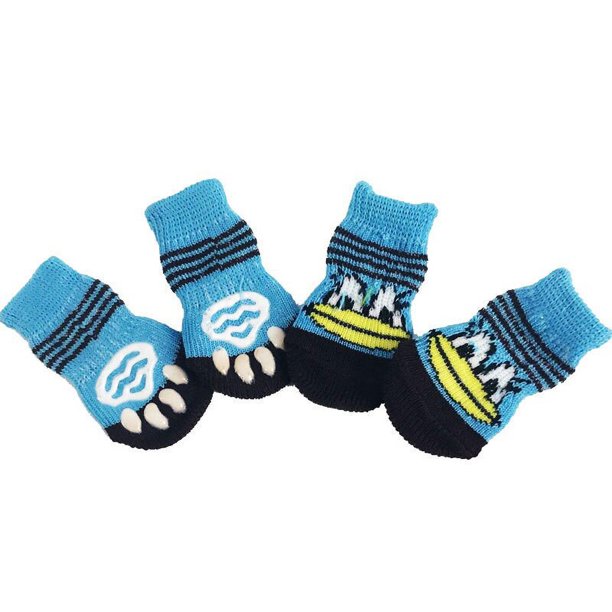 Calcetines de invierno para mascotas, medias cálidas de punto para perros y gatos pequeños, antideslizantes, botines protectores de pata gruesa para Chihuahua, accesorios para mascotas, 4 Uds.