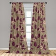 thumbnail image 2 of Floral Design Window Curtains, Retro Colors Flowers with Delicate Petals and Leafy Peduncles Art, Lightweight Decor 2-Panel Set with Rod Pocket, Pair of - 28"x63", Plum Pale Olive Green, by Ambesonne, 2 of 3