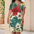 thumbnail image 3 of Vibrant Hibiscus Tropical Floral Pattern Design Women's Loose Short Sleeve Dress Casual Summer Plus Size Long Dresses with Pockets, 3 of 5