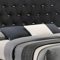 thumbnail image 3 of Lif Platform King Size Bed Panel Tufted Headboard Gold Black Velvet, 3 of 5