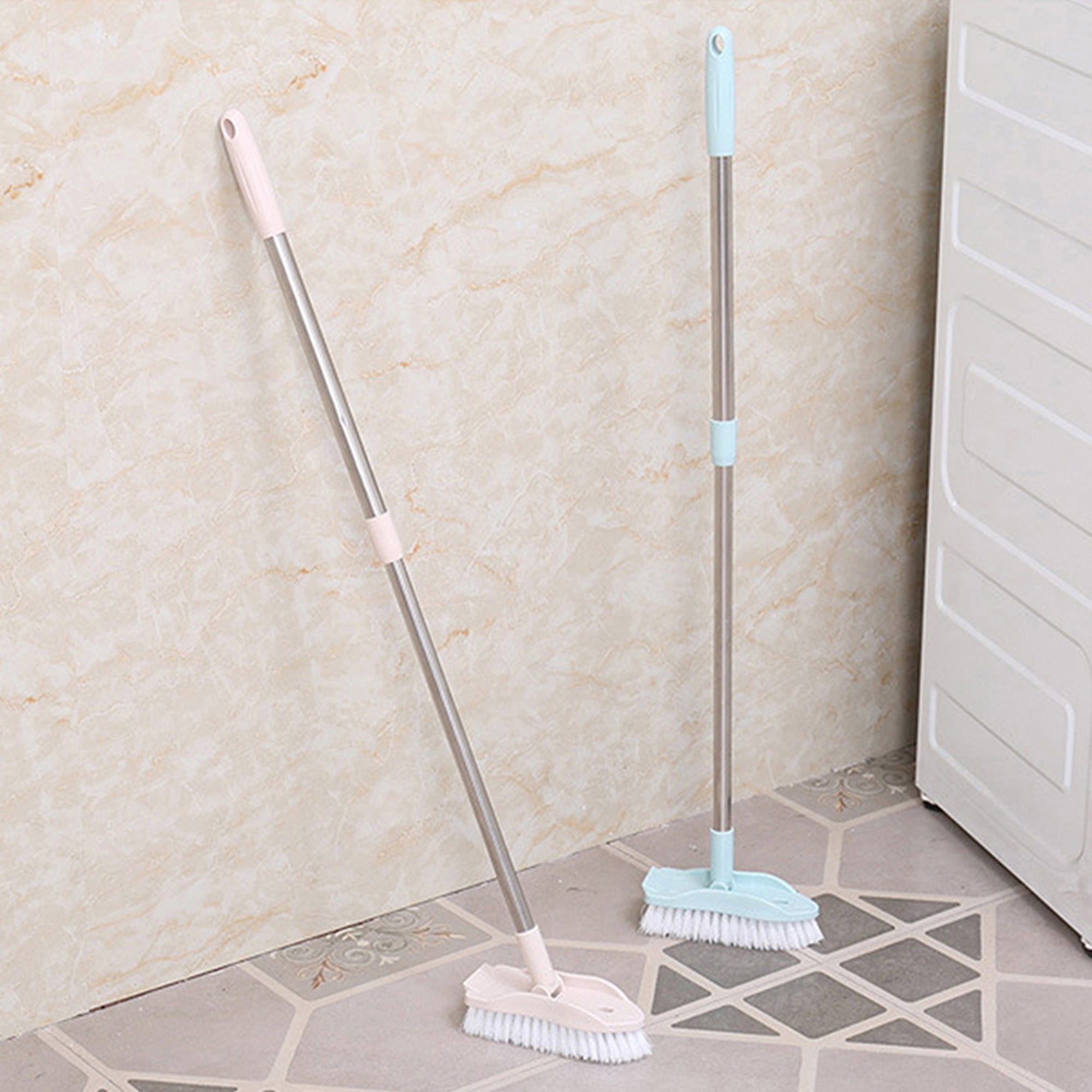 FUTATA 2 in 1 Bathroom Adjustable Long Handle Brush Wall Floor Scrub